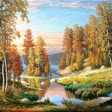 Схема вышивки «осень в лесу»