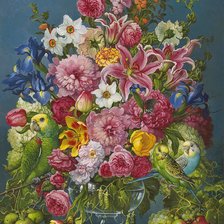 Схема вышивки «Boque de flores e pássaro.»