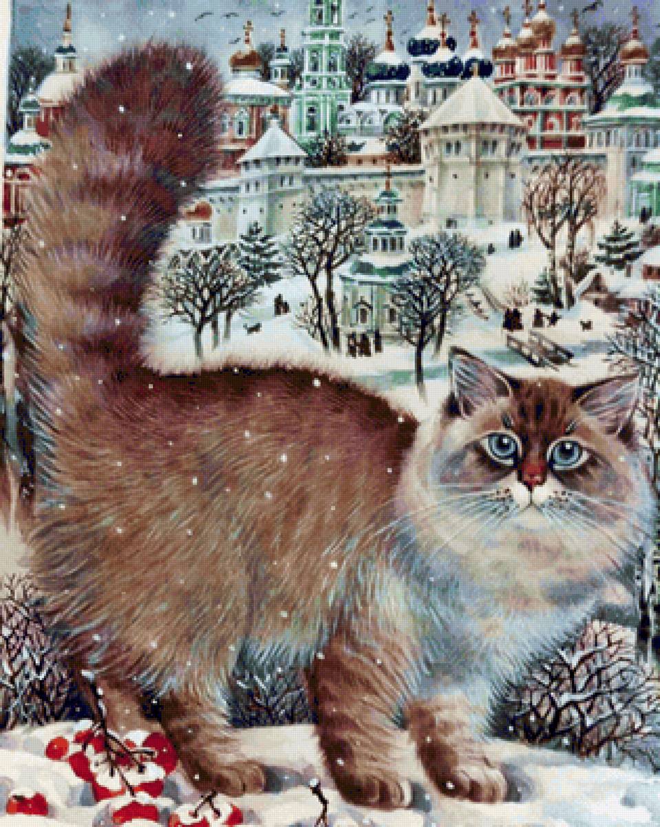 Gato. - animais.cidade.inverno. - предпросмотр