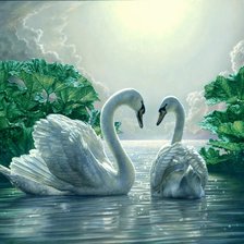 Схема вышивки «Пара лебедей»