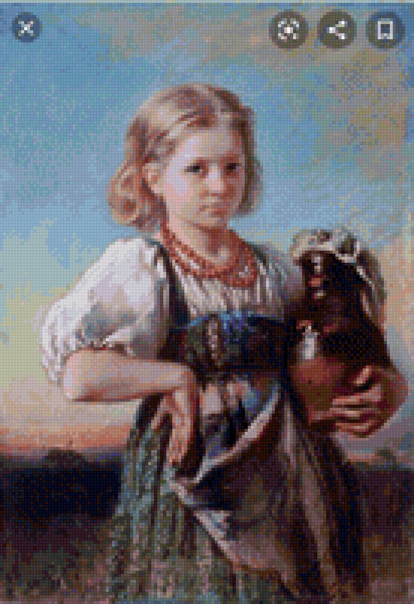 Девочка с кувшином. Маковский 137*200 - девочка, поле, маковский, деревня - предпросмотр
