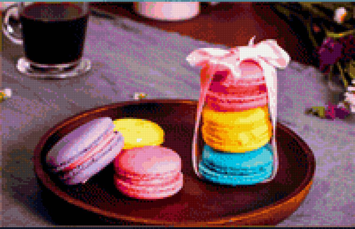 Макаруны. - завтрак, кофе, утро, макаруны - предпросмотр