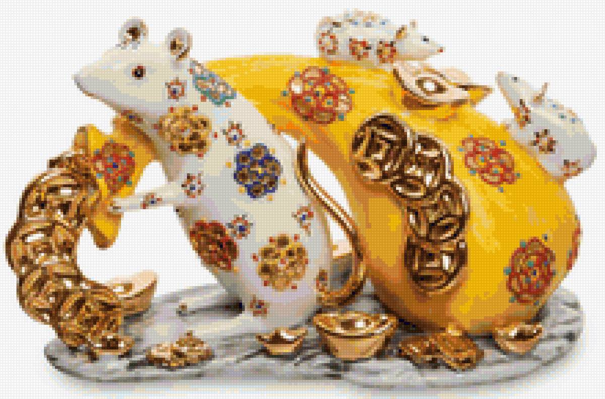 статуэтка мыши и золото - предпросмотр