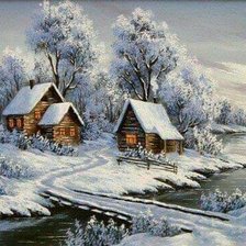 Схема вышивки «Zima i mostic»