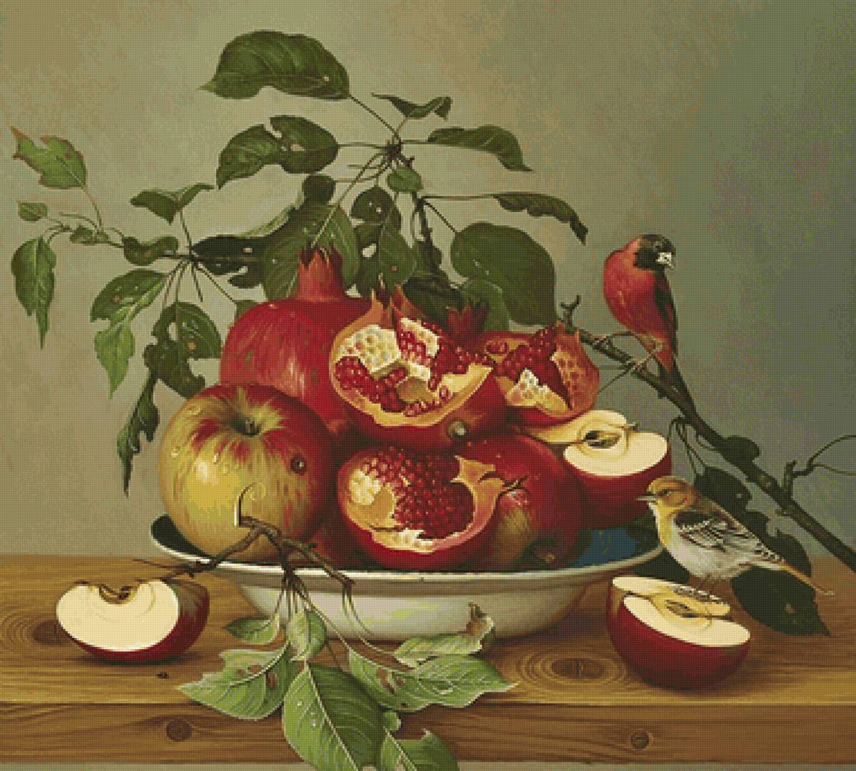 Pássaro e frutas. - frutas., pássaro - предпросмотр