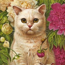 Схема вышивки «Gatos e flores.»