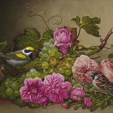 Схема вышивки «Boque de flores e pássaro.»