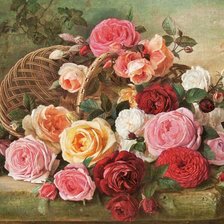 Схема вышивки «Cesta com  rosas.»