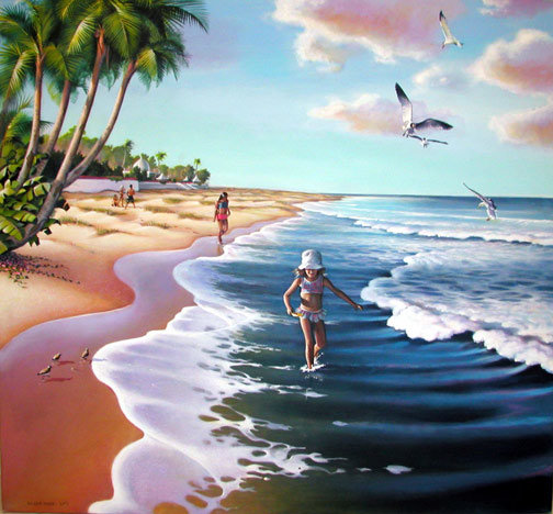 En la playa - paisaje - оригинал