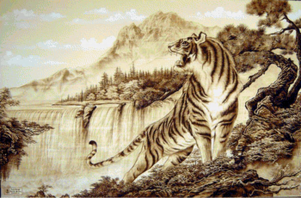 тигр - тигр, гора, природа - предпросмотр