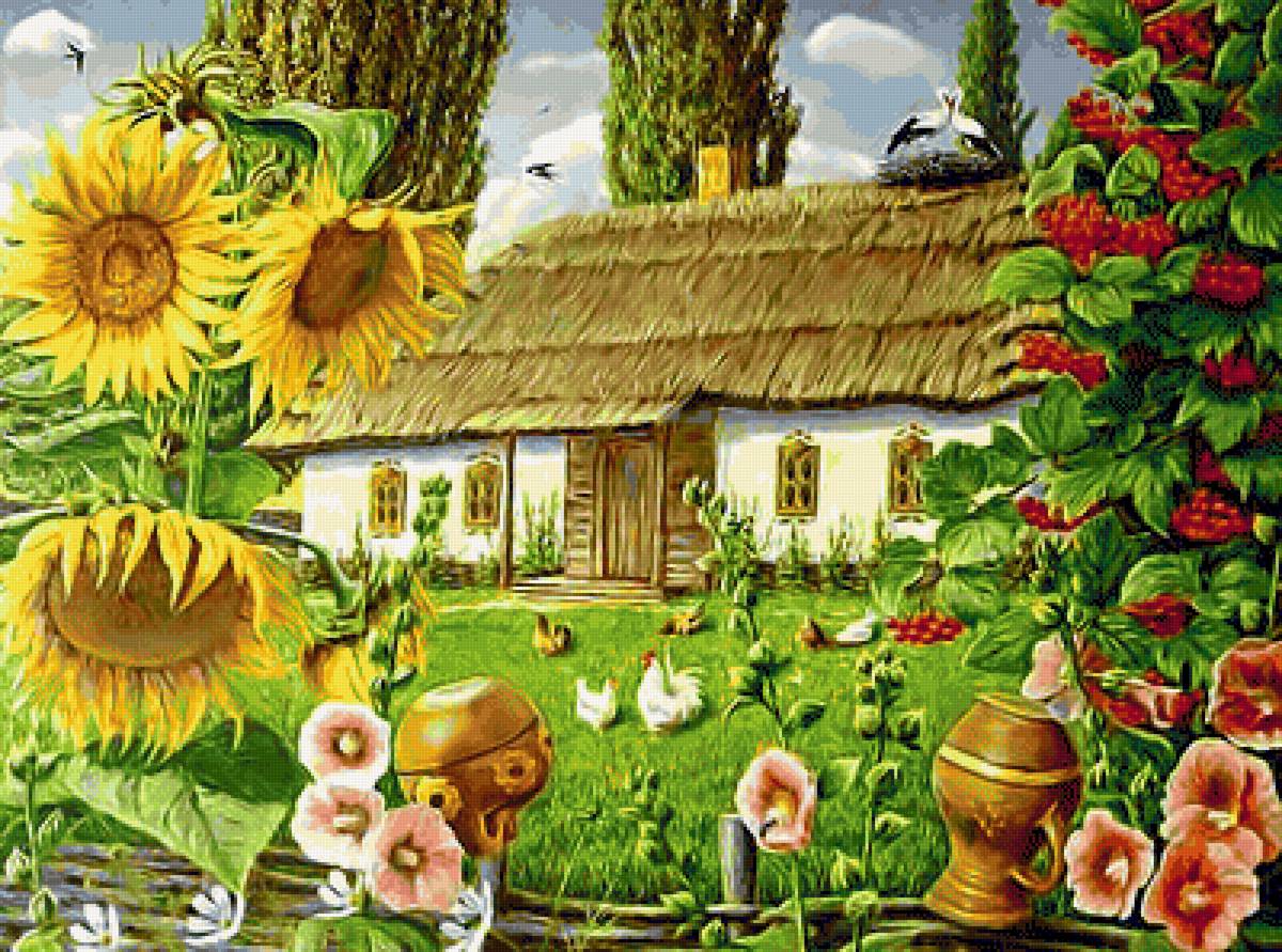 Украинская хата - украинская хата, украинский пейзаж, дома, природа - предпросмотр