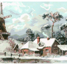 Схема вышивки «зимняя мельница2»