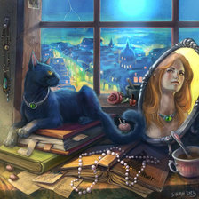 Схема вышивки «Кот и зеркало»