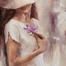 Схема вышивки «Дама с цветком»