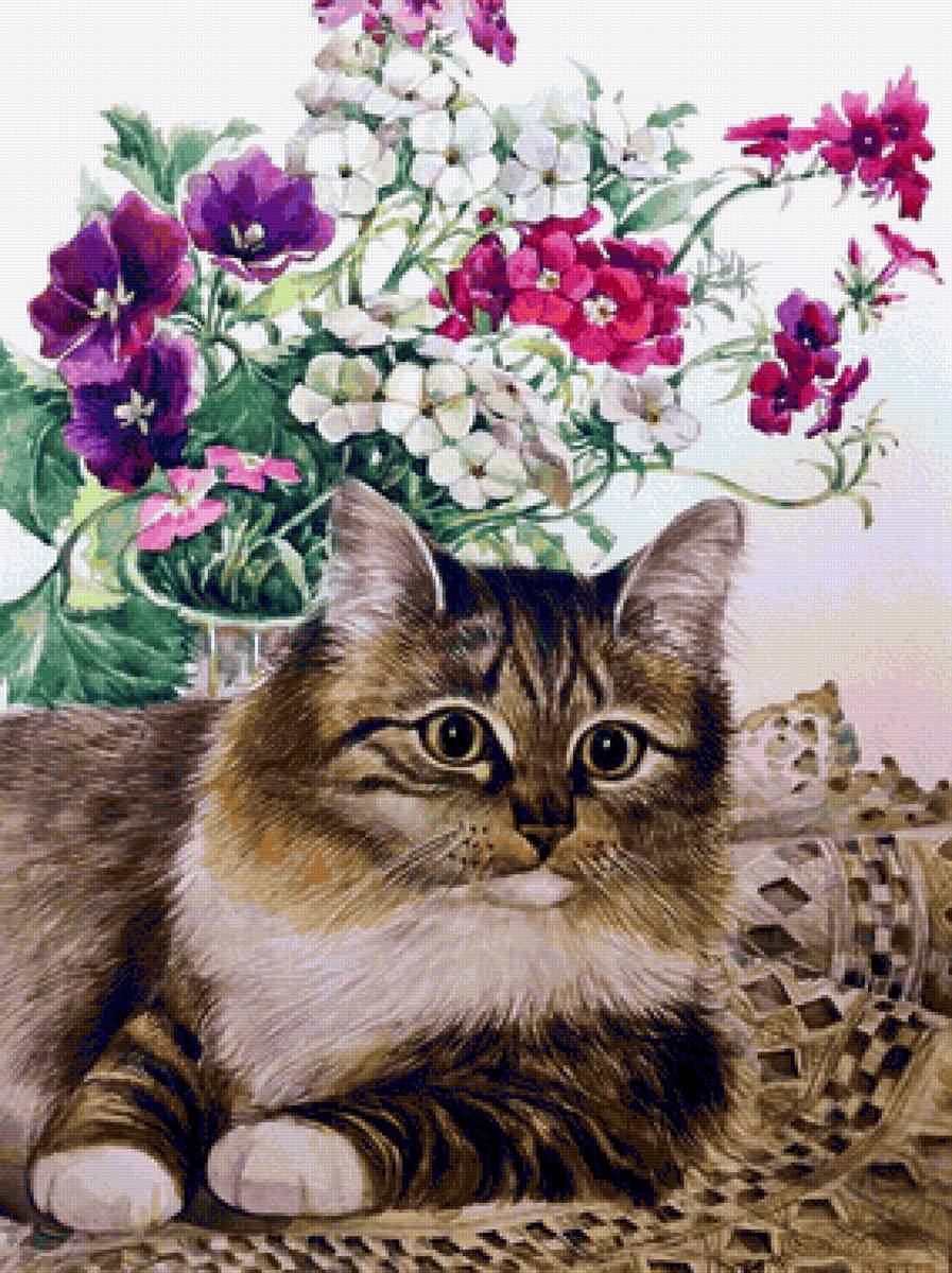 Gato. - animais.flores. - предпросмотр