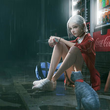 Схема вышивки «девочка аниме с кока-колой»