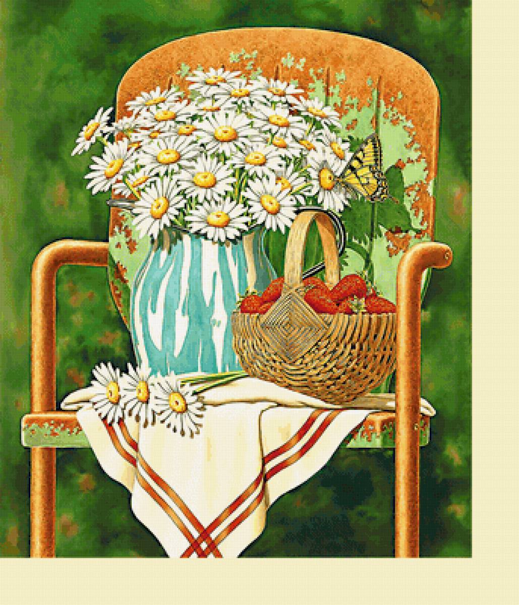 Серия "Натюрморт" - букет, цветы, клубника, натюрморт - предпросмотр