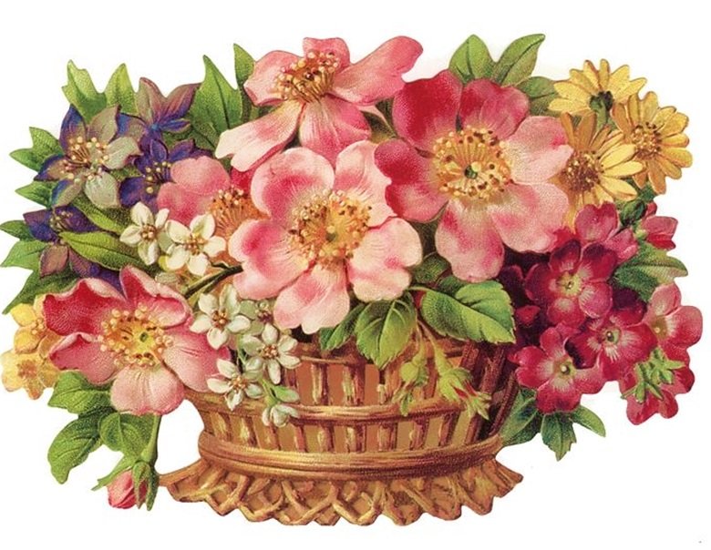 Cesta com flores. - flores. - оригинал