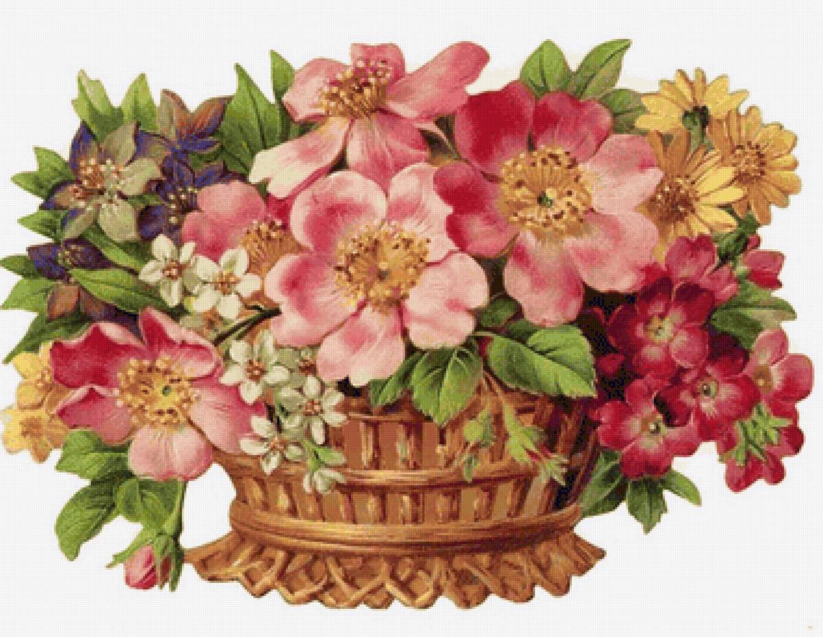 Cesta com flores. - flores. - предпросмотр