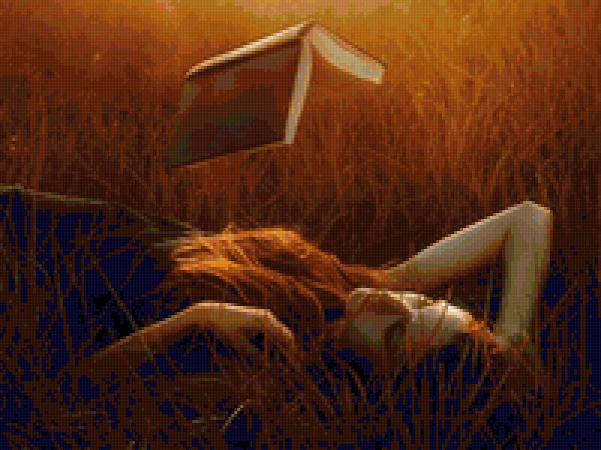 Ведьма на лугу - ведьма, книга, природа, женщина - предпросмотр