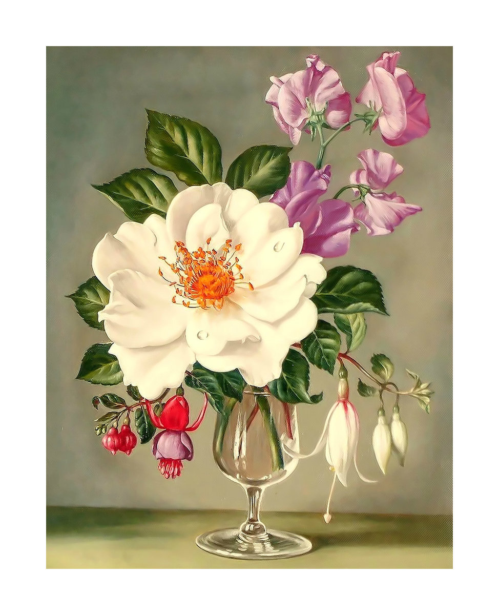 Цветы в бокале - натюрморт, букет, живопись, цветы - оригинал