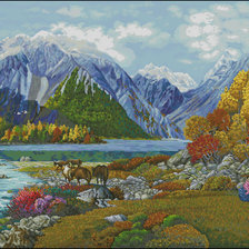 Схема вышивки «привал на реке»