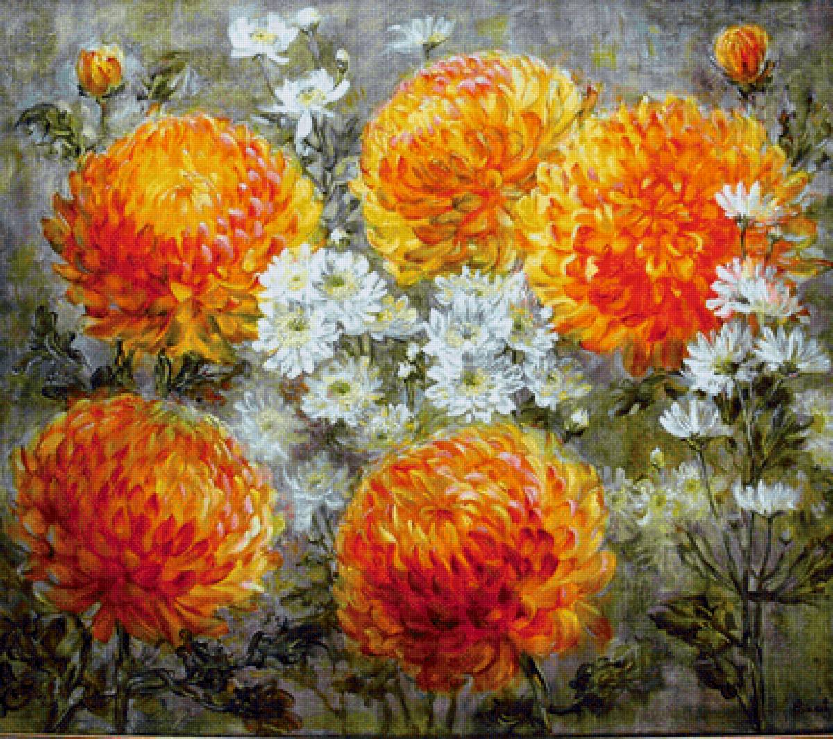 Хризантемы - картина - предпросмотр