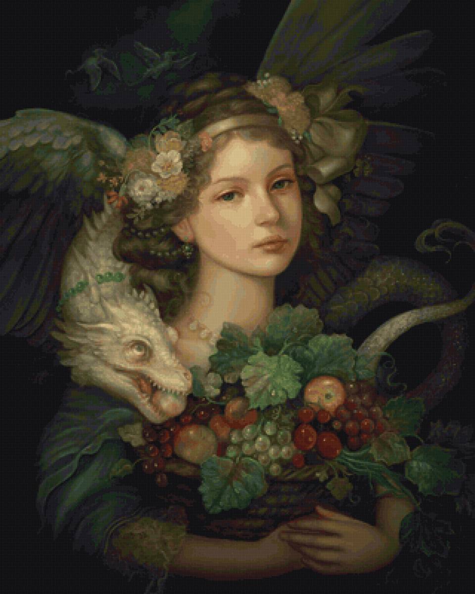 девушка и дракон - портрет, девушка, девочка - предпросмотр