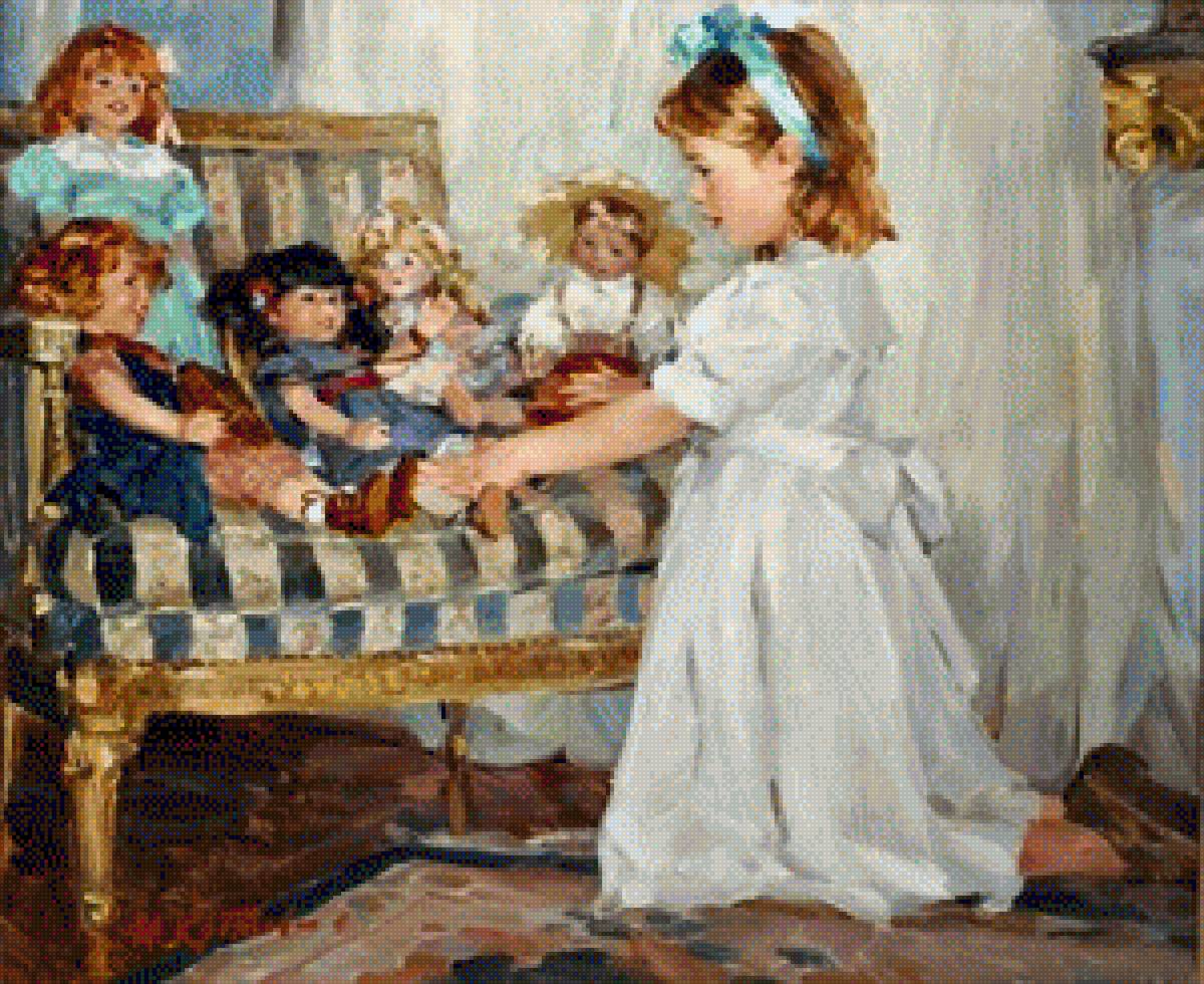 Girl playing with dolls - dolls. girls - предпросмотр