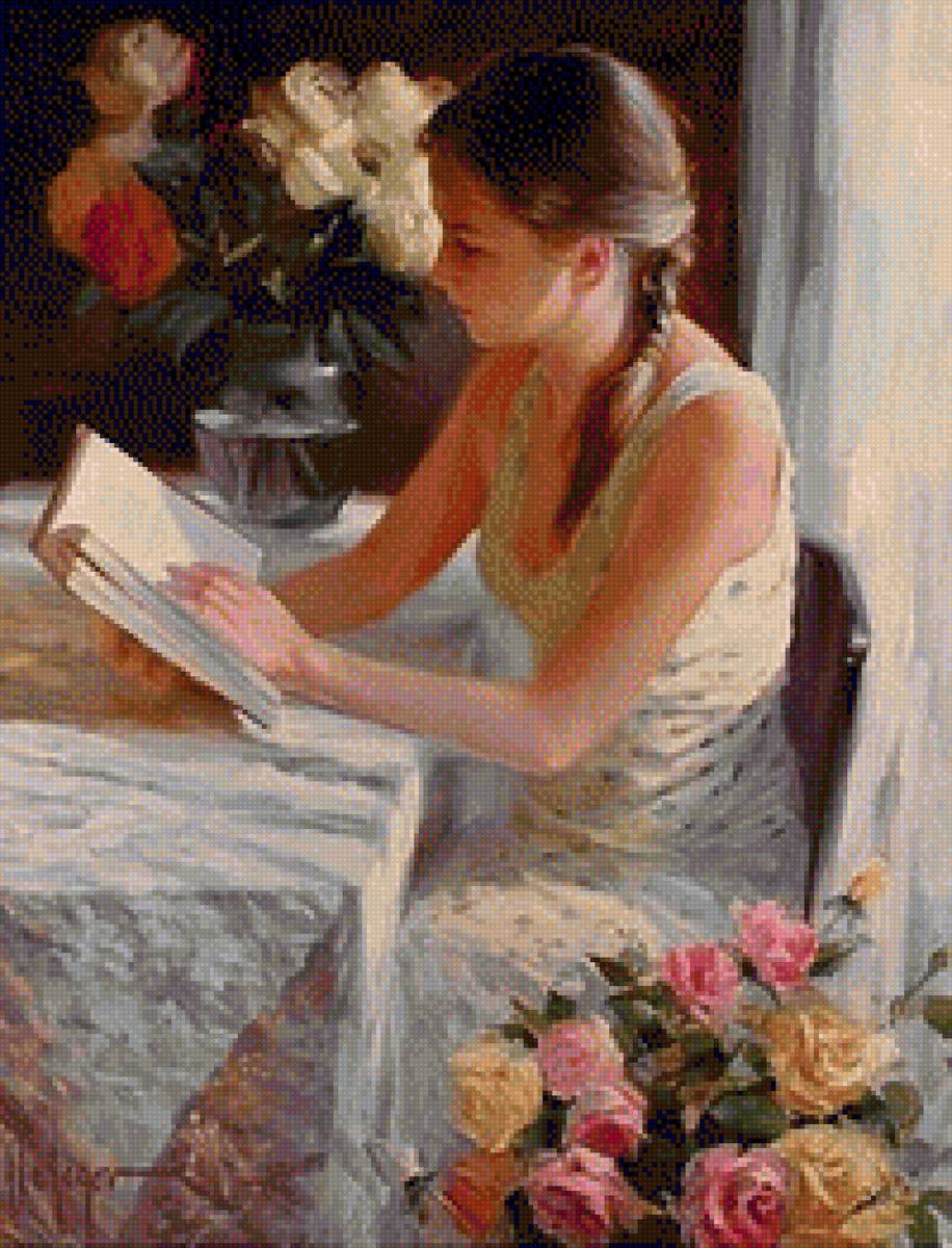 Девушка за книгой - предпросмотр