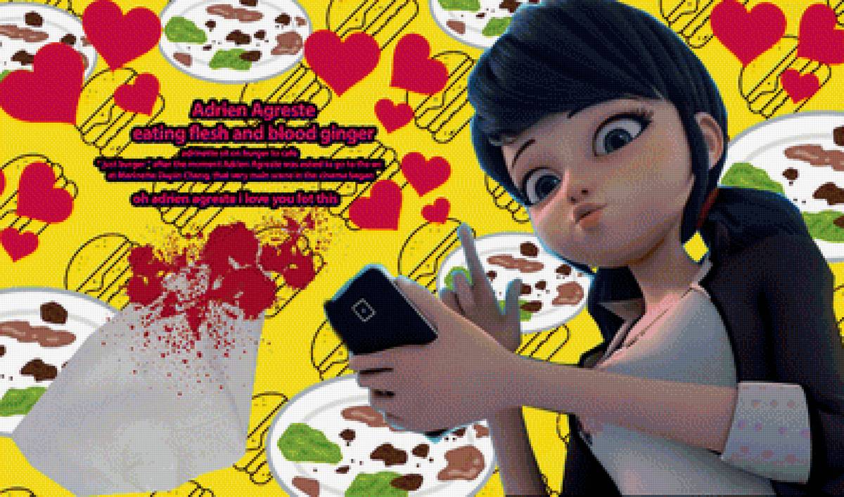 маринетт леди баг в кафе с бургерами с Адрианом - свидание, леди баг, тема для строк, любовь, кино, мультфильм - предпросмотр