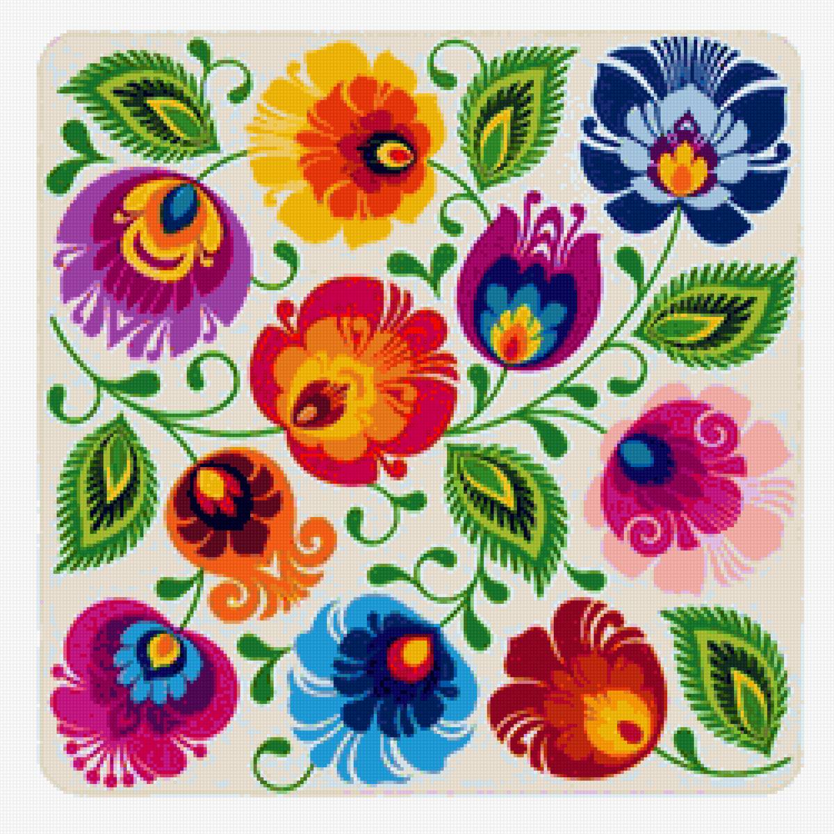 Польский орнамент - лович, народный, орнамент, цветочный, польша - предпросмотр