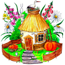 Схема вышивки «Аист на крыше»