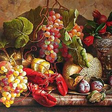 Схема вышивки «натюрморт с раком»