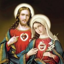 Схема вышивки «Corazones de Jesús y María»