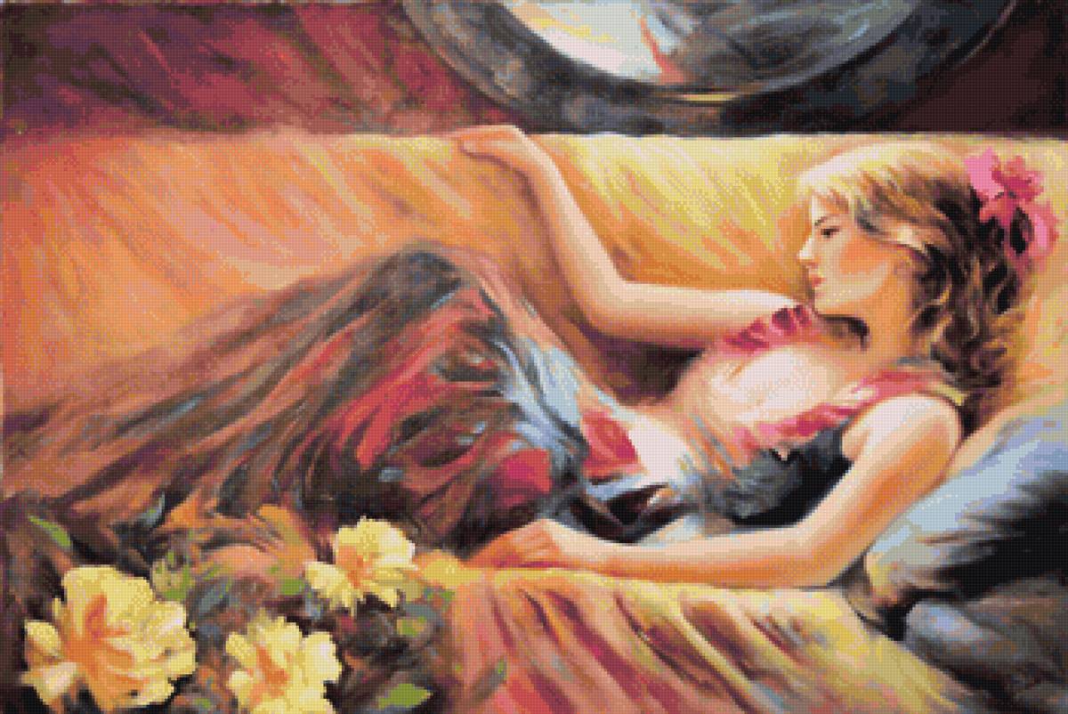 девушка - радуга, пнк, девушка, акварель - предпросмотр