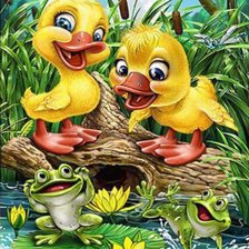 Схема вышивки «Утята и лягушата»
