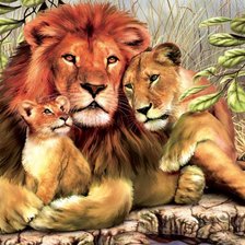 Схема вышивки «Львиная семья»