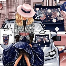 Схема вышивки «дама с чемоданами»