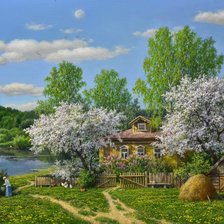 Схема вышивки «село»