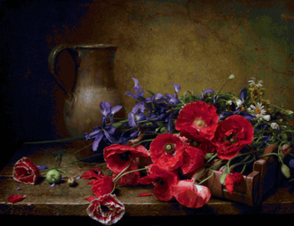 Кувшин и маки - натюрморт, кувшин, мак - предпросмотр