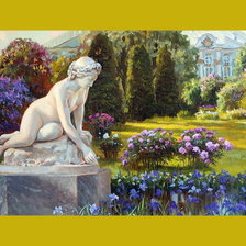 Схема вышивки «Статуя в парке»