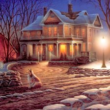 ЗИМА, ДОМ, СОБАКА