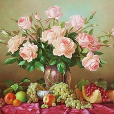 Схема вышивки «Mesa,decorada.com flores e frutas.»