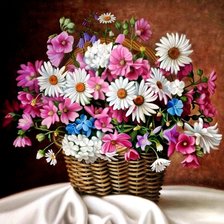 Схема вышивки «Cesta com flores.»