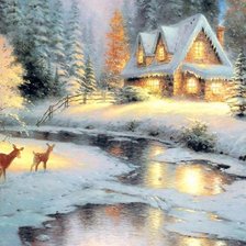 Схема вышивки «Домик в лесу»