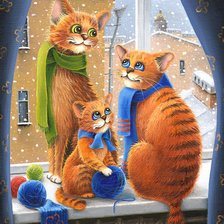 Схема вышивки «Кошачье семейство»