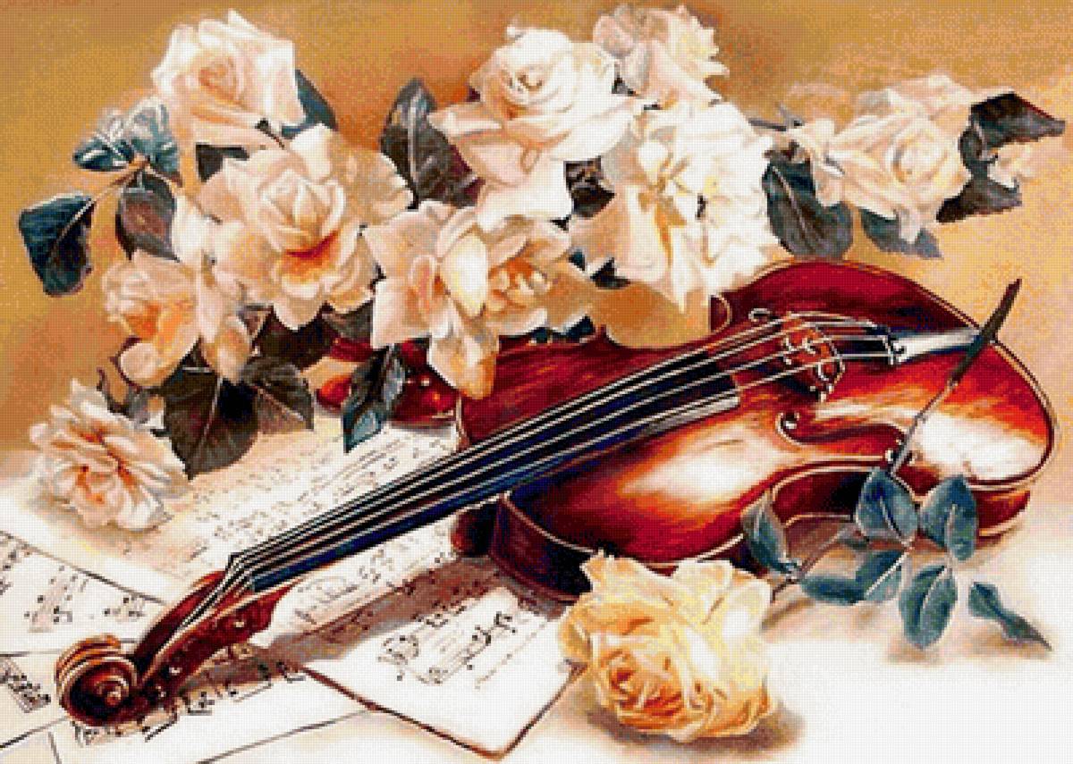 Скрипка и розы - предпросмотр