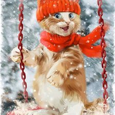 Схема вышивки «Зимний кот»