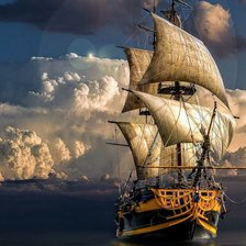 Схема вышивки «старинный парусник»